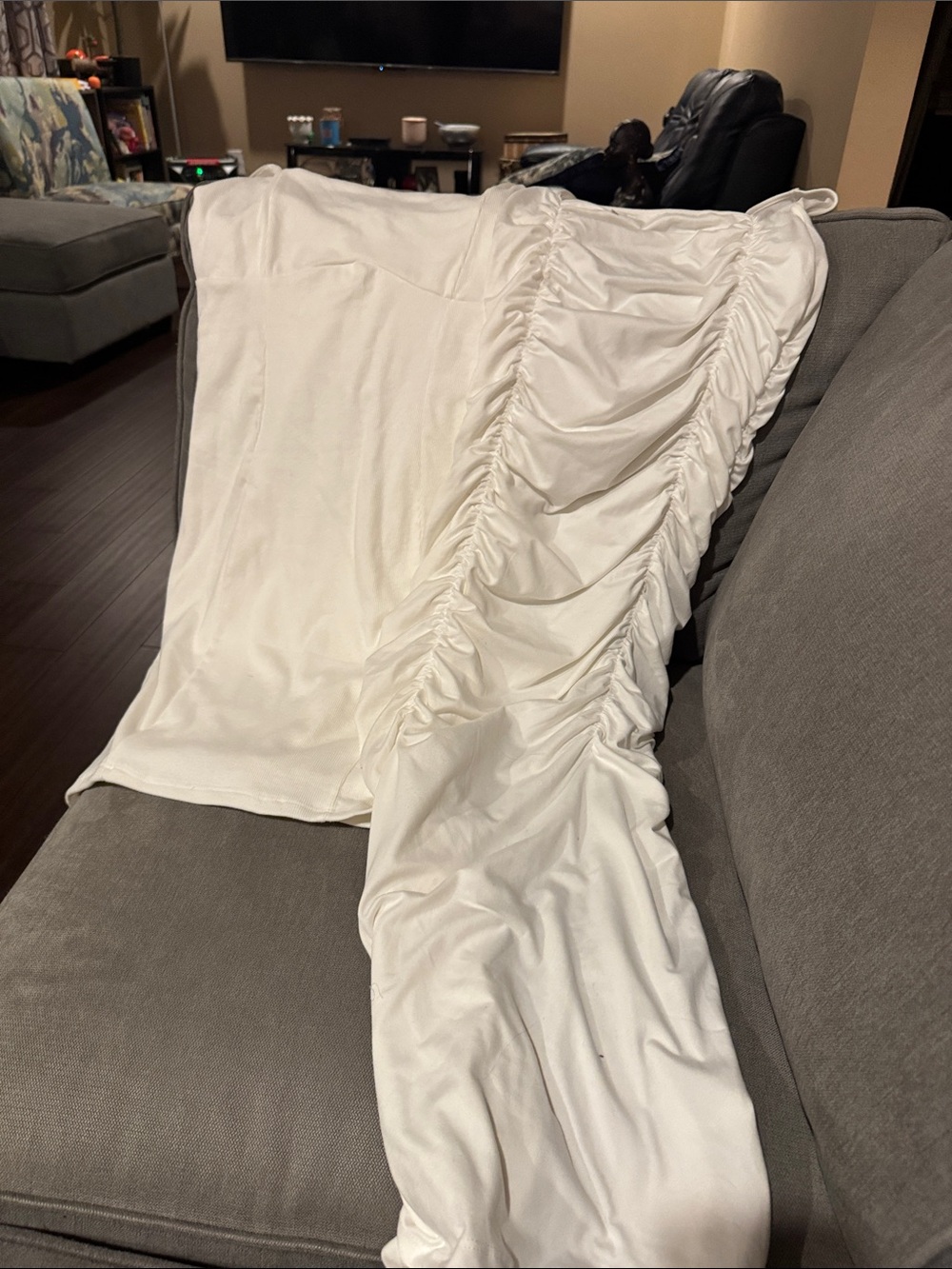 Fashion Nova White Ruched Midi Dresses - set